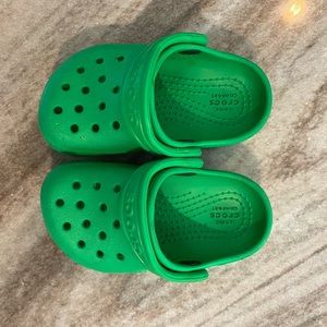 Green kids Crocs